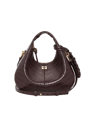 Hobo mini croco bag Chocolate Fondant A7291 Ganni 